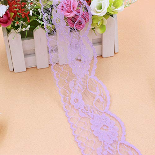 WUSHADEHANS Spitzenband, Spitzenbesatz, Spitzenband, 10 Yards/Lot, 55 mm breit, Polyester, Besticktes Netz, Spitzenband, DIY, handgefertigt, Handwerk, Hochzeit, Party, Dekoration(Light Purple) von WUSHADEHANS