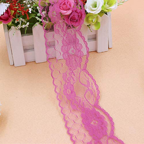 WUSHADEHANS Spitzenband, Spitzenbesatz, Spitzenband, 10 Yards/Lot, 55 mm breit, Polyester, Besticktes Netz, Spitzenband, DIY, handgefertigt, Handwerk, Hochzeit, Party, Dekoration(Rose Red) von WUSHADEHANS