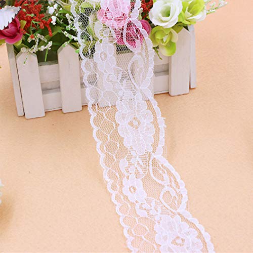 WUSHADEHANS Spitzenband, Spitzenbesatz, Spitzenband, 10 Yards/Lot, 55 mm breit, Polyester, Besticktes Netz, Spitzenband, DIY, handgefertigt, Handwerk, Hochzeit, Party, Dekoration(White) von WUSHADEHANS