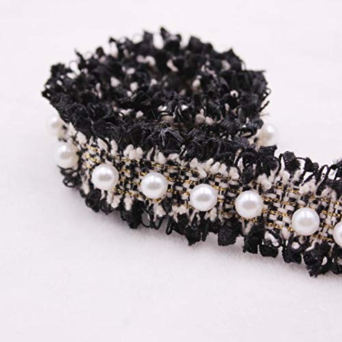 WUSHADEHANS Spitzenband, Spitzenbesatz, Spitzenband, 2 Yards, Spitzenband aus Nylon mit goldenen Perlen, Stickerei, Stoffbesatz, DIY, handgefertigtes Bastelkleid, Nähzubehör(Black 1) von WUSHADEHANS
