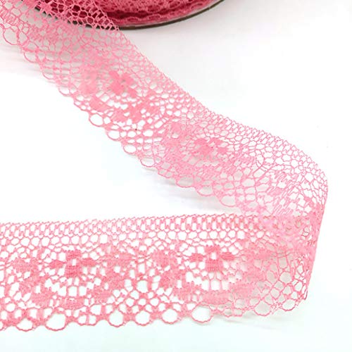 WUSHADEHANS Spitzenband, Spitzenbesatz, Spitzenband, 40 mm, 9,1 m, modischer Spitzenbandbesatz mit Ausschnitt, DIY-Stickerei for Nähen von Kleidung, Dekoration, Blumenstraußverpackung(Blood) von WUSHADEHANS