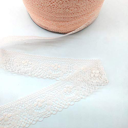 WUSHADEHANS Spitzenband, Spitzenbesatz, Spitzenband, 40 mm, 9,1 m, modischer Spitzenbandbesatz mit Ausschnitt, DIY-Stickerei for Nähen von Kleidung, Dekoration, Blumenstraußverpackung(Champagne) von WUSHADEHANS