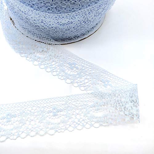 WUSHADEHANS Spitzenband, Spitzenbesatz, Spitzenband, 40 mm, 9,1 m, modischer Spitzenbandbesatz mit Ausschnitt, DIY-Stickerei for Nähen von Kleidung, Dekoration, Blumenstraußverpackung(Light Blue) von WUSHADEHANS