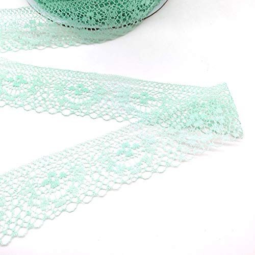 WUSHADEHANS Spitzenband, Spitzenbesatz, Spitzenband, 40 mm, 9,1 m, modischer Spitzenbandbesatz mit Ausschnitt, DIY-Stickerei for Nähen von Kleidung, Dekoration, Blumenstraußverpackung(Light Green) von WUSHADEHANS