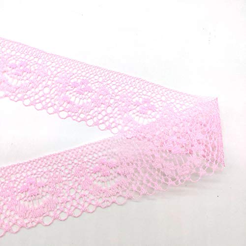 WUSHADEHANS Spitzenband, Spitzenbesatz, Spitzenband, 40 mm, 9,1 m, modischer Spitzenbandbesatz mit Ausschnitt, DIY-Stickerei for Nähen von Kleidung, Dekoration, Blumenstraußverpackung(Pink) von WUSHADEHANS