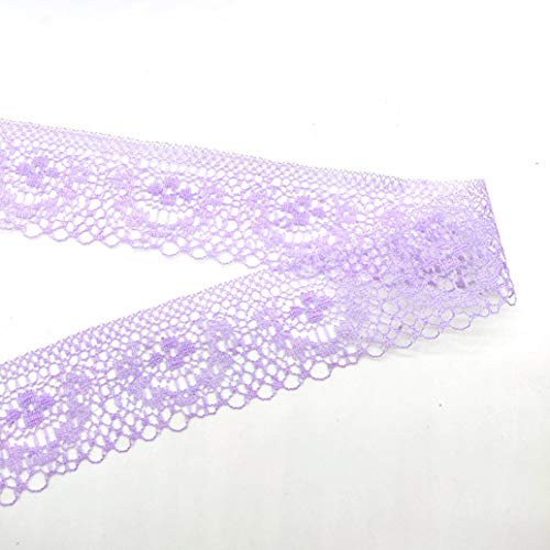 WUSHADEHANS Spitzenband, Spitzenbesatz, Spitzenband, 40 mm, 9,1 m, modischer Spitzenbandbesatz mit Ausschnitt, DIY-Stickerei for Nähen von Kleidung, Dekoration, Blumenstraußverpackung(Purple) von WUSHADEHANS