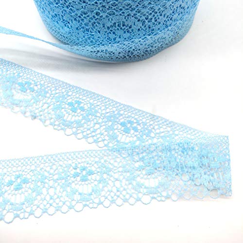 WUSHADEHANS Spitzenband, Spitzenbesatz, Spitzenband, 40 mm, 9,1 m, modischer Spitzenbandbesatz mit Ausschnitt, DIY-Stickerei for Nähen von Kleidung, Dekoration, Blumenstraußverpackung(Sky Blue) von WUSHADEHANS