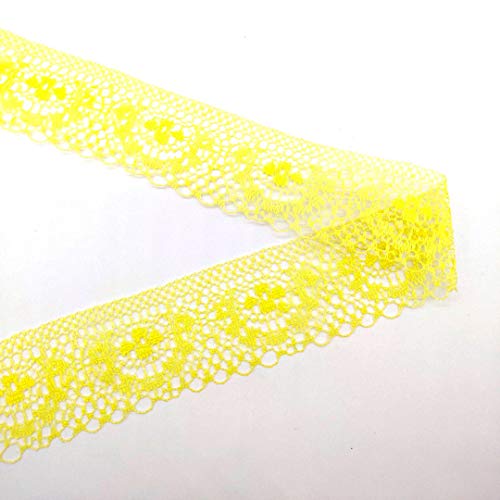 WUSHADEHANS Spitzenband, Spitzenbesatz, Spitzenband, 40 mm, 9,1 m, modischer Spitzenbandbesatz mit Ausschnitt, DIY-Stickerei for Nähen von Kleidung, Dekoration, Blumenstraußverpackung(Yellow) von WUSHADEHANS