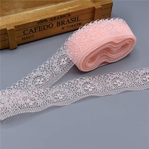 WUSHADEHANS Spitzenband, Spitzenbesatz, Spitzenband, 40 mm, 9,1 m, schönes weißes Spitzenband mit Blumenmuster for Selbernähen, for Brautkleider, Dekoration und Verpackung(Flesh Pink) von WUSHADEHANS