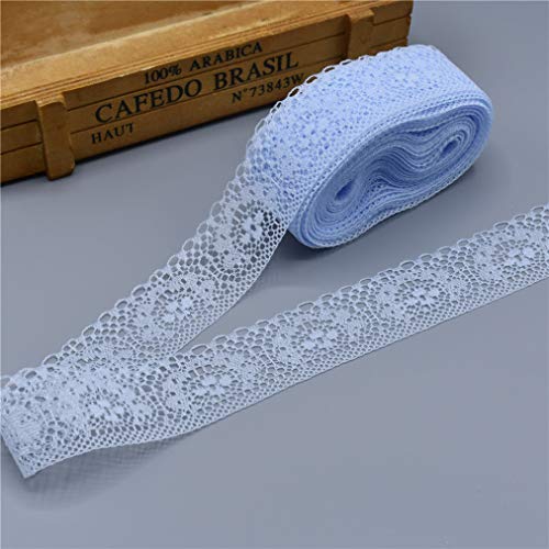 WUSHADEHANS Spitzenband, Spitzenbesatz, Spitzenband, 40 mm, 9,1 m, schönes weißes Spitzenband mit Blumenmuster for Selbernähen, for Brautkleider, Dekoration und Verpackung(Light Blue) von WUSHADEHANS