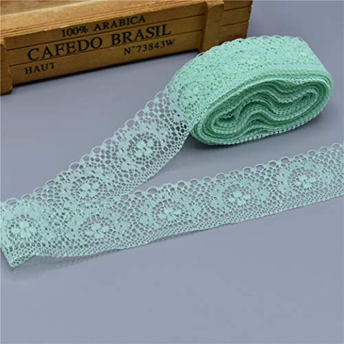 WUSHADEHANS Spitzenband, Spitzenbesatz, Spitzenband, 40 mm, 9,1 m, schönes weißes Spitzenband mit Blumenmuster for Selbernähen, for Brautkleider, Dekoration und Verpackung(Light Green) von WUSHADEHANS