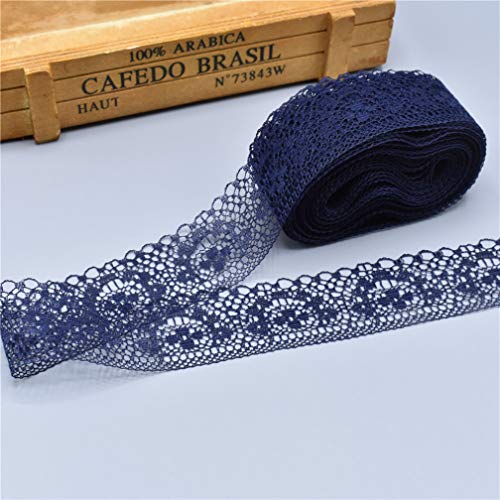 WUSHADEHANS Spitzenband, Spitzenbesatz, Spitzenband, 40 mm, 9,1 m, schönes weißes Spitzenband mit Blumenmuster for Selbernähen, for Brautkleider, Dekoration und Verpackung(Navy) von WUSHADEHANS