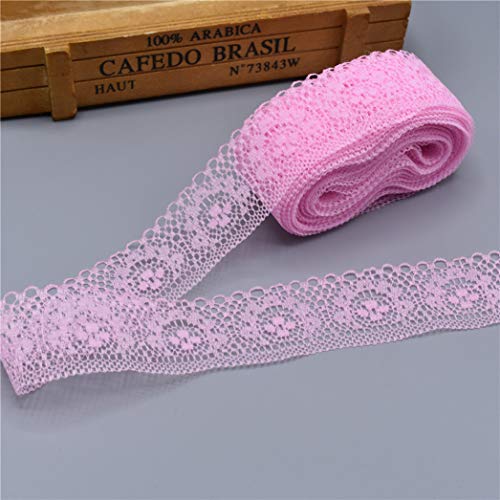 WUSHADEHANS Spitzenband, Spitzenbesatz, Spitzenband, 40 mm, 9,1 m, schönes weißes Spitzenband mit Blumenmuster for Selbernähen, for Brautkleider, Dekoration und Verpackung(Pink) von WUSHADEHANS