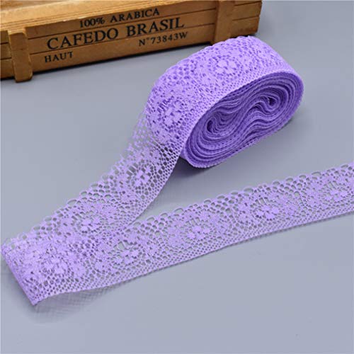 WUSHADEHANS Spitzenband, Spitzenbesatz, Spitzenband, 40 mm, 9,1 m, schönes weißes Spitzenband mit Blumenmuster for Selbernähen, for Brautkleider, Dekoration und Verpackung(Purple) von WUSHADEHANS