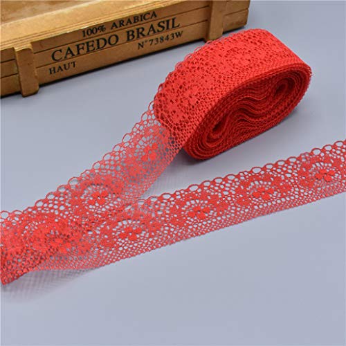 WUSHADEHANS Spitzenband, Spitzenbesatz, Spitzenband, 40 mm, 9,1 m, schönes weißes Spitzenband mit Blumenmuster for Selbernähen, for Brautkleider, Dekoration und Verpackung(Red) von WUSHADEHANS