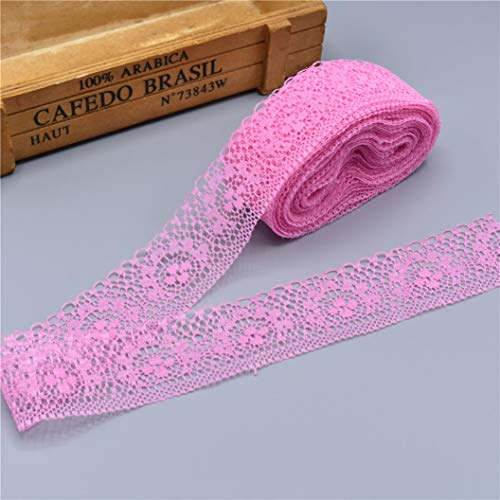 WUSHADEHANS Spitzenband, Spitzenbesatz, Spitzenband, 40 mm, 9,1 m, schönes weißes Spitzenband mit Blumenmuster for Selbernähen, for Brautkleider, Dekoration und Verpackung(Rose Red) von WUSHADEHANS