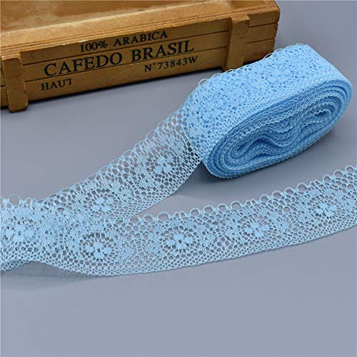 WUSHADEHANS Spitzenband, Spitzenbesatz, Spitzenband, 40 mm, 9,1 m, schönes weißes Spitzenband mit Blumenmuster for Selbernähen, for Brautkleider, Dekoration und Verpackung(Sky Blue) von WUSHADEHANS