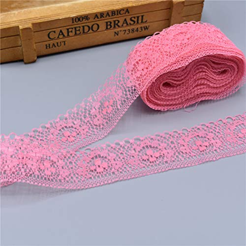 WUSHADEHANS Spitzenband, Spitzenbesatz, Spitzenband, 40 mm, 9,1 m, schönes weißes Spitzenband mit Blumenmuster for Selbernähen, for Brautkleider, Dekoration und Verpackung(Watermelon Red) von WUSHADEHANS