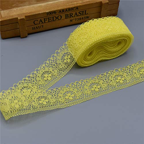 WUSHADEHANS Spitzenband, Spitzenbesatz, Spitzenband, 40 mm, 9,1 m, schönes weißes Spitzenband mit Blumenmuster for Selbernähen, for Brautkleider, Dekoration und Verpackung(Yellow) von WUSHADEHANS