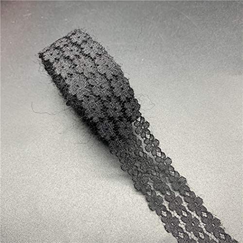 WUSHADEHANS Spitzenband, Spitzenbesatz, Spitzenband, 5 Yards/Lot, 25 mm, Spitzenband, bestickter Spitzenstoff, Dekoration, DIY, handgefertigt, Nähen, Kleidung, Verpackung(Black) von WUSHADEHANS