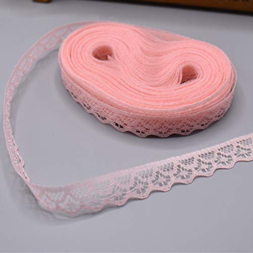 WUSHADEHANS Spitzenband, Spitzenbesatz, Spitzenband, 9,1 m, Spitzenband, Polyesterbesatz, Spitzenstoff, DIY, Bestickt, for Nähen zu Hause, Hochzeitskleid-Dekoration(Shell Pink) von WUSHADEHANS