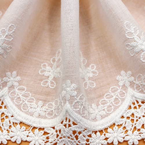 WUSHADEHANS Spitzenband, Spitzenbesatz, Spitzenband, Baumwoll-Spitzenbesatz, 13,5 cm, Florale Stickerei, Spitzenband, Vintage-Besatz for Kleider, Tischdecken, Bastelarbeiten(White) von WUSHADEHANS