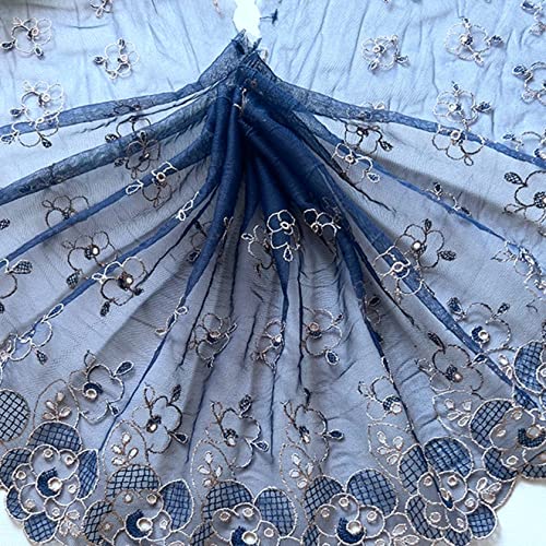 WUSHADEHANS Spitzenband, Spitzenbesatz, Spitzenband, Blaue Netz-Spitzenbesätze, 3 Yards Stickerei-Tüllstoff, Blumenmusterband for Kleidungsstück-Nähzubehör WUSHADEHANS Spitzenband, Spitzenbesatz, Spitzenband, Blaue Netz-Spitzenbesätze, 3 Yards Stickerei-Tüllstoff, Blumenmusterband for Kleidungsstück-Nähzubehör von WUSHADEHANS