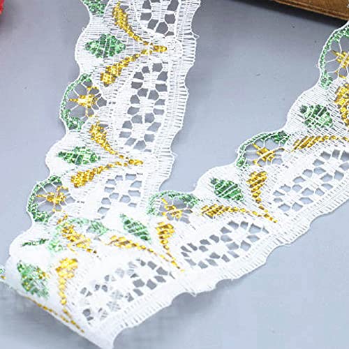 WUSHADEHANS Spitzenband, Spitzenbesatz, Spitzenband, Spitzenband, 30 mm, 9,1 m, Blumenmuster-Besatz, Bunte Spitzenbesätze for Blumenstrauß-Arrangements, Nähen von Kleidungsstücken(Green) von WUSHADEHANS