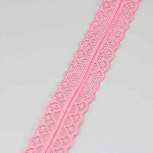 WUSHADEHANS Spitzenband, Spitzenbesatz, Spitzenband, Spitzenbesatzbänder, 9,1 m, 30 mm, Vintage-Spitzenband mit gewelltem Rand for Heimwerkerarbeiten, Blumenstrauß-Blumendekor(Pink) von WUSHADEHANS