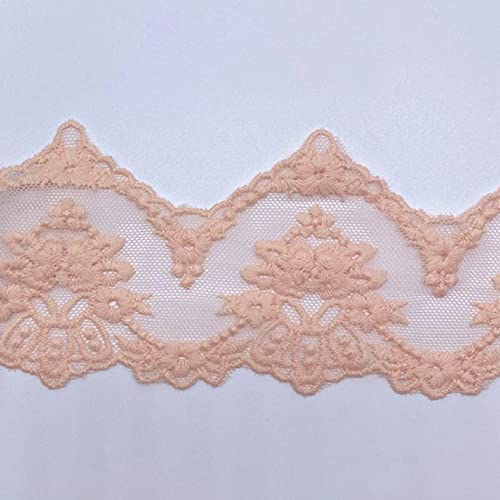 WUSHADEHANS Spitzenband, Spitzenbesatz, Spitzenband, Vintage-Spitzenbandbesatz, 7,4 cm, 0,9 m, Stickereispitze, Nähzubehör for Vorhänge, Kleidungsstücke, Bastelarbeiten(Light Pink) von WUSHADEHANS