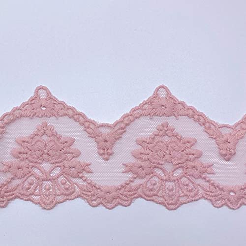 WUSHADEHANS Spitzenband, Spitzenbesatz, Spitzenband, Vintage-Spitzenbandbesatz, 7,4 cm, 0,9 m, Stickereispitze, Nähzubehör for Vorhänge, Kleidungsstücke, Bastelarbeiten(Pink) von WUSHADEHANS