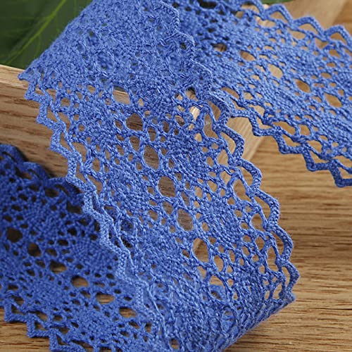 WUSHADEHANS Spitzenband, Spitzenbesatz, Spitzenband, ausgehöhltes Spitzenband, 3,8 cm, 9,1 m, Zubehör zur Schleifenherstellung, Vintage-Spitzenbesatz for Blumenstrauß-Arrangements(Blue) von WUSHADEHANS