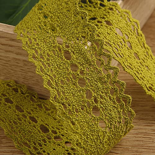 WUSHADEHANS Spitzenband, Spitzenbesatz, Spitzenband, ausgehöhltes Spitzenband, 3,8 cm, 9,1 m, Zubehör zur Schleifenherstellung, Vintage-Spitzenbesatz for Blumenstrauß-Arrangements(Green) von WUSHADEHANS