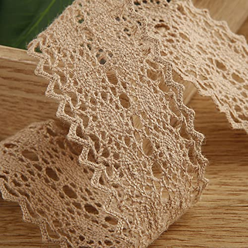 WUSHADEHANS Spitzenband, Spitzenbesatz, Spitzenband, ausgehöhltes Spitzenband, 3,8 cm, 9,1 m, Zubehör zur Schleifenherstellung, Vintage-Spitzenbesatz for Blumenstrauß-Arrangements(Khaki) von WUSHADEHANS