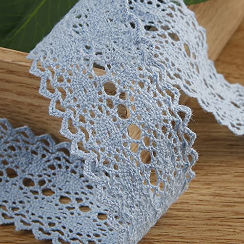 WUSHADEHANS Spitzenband, Spitzenbesatz, Spitzenband, ausgehöhltes Spitzenband, 3,8 cm, 9,1 m, Zubehör zur Schleifenherstellung, Vintage-Spitzenbesatz for Blumenstrauß-Arrangements(Light Blue) von WUSHADEHANS