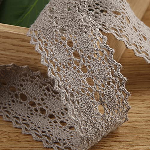 WUSHADEHANS Spitzenband, Spitzenbesatz, Spitzenband, ausgehöhltes Spitzenband, 3,8 cm, 9,1 m, Zubehör zur Schleifenherstellung, Vintage-Spitzenbesatz for Blumenstrauß-Arrangements(Light Gray) von WUSHADEHANS
