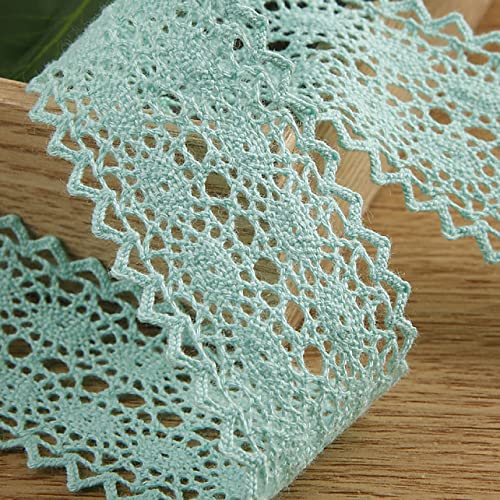 WUSHADEHANS Spitzenband, Spitzenbesatz, Spitzenband, ausgehöhltes Spitzenband, 3,8 cm, 9,1 m, Zubehör zur Schleifenherstellung, Vintage-Spitzenbesatz for Blumenstrauß-Arrangements(Light Green) von WUSHADEHANS