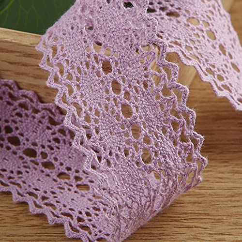 WUSHADEHANS Spitzenband, Spitzenbesatz, Spitzenband, ausgehöhltes Spitzenband, 3,8 cm, 9,1 m, Zubehör zur Schleifenherstellung, Vintage-Spitzenbesatz for Blumenstrauß-Arrangements(Light Purple) von WUSHADEHANS