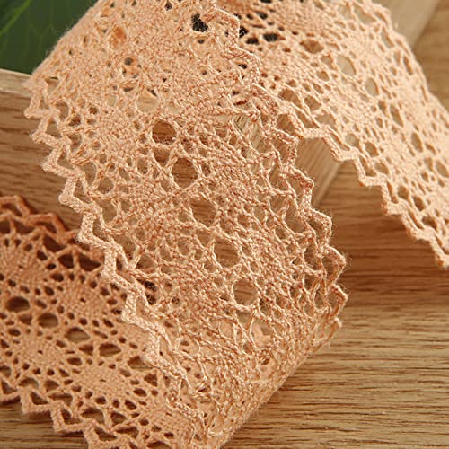 WUSHADEHANS Spitzenband, Spitzenbesatz, Spitzenband, ausgehöhltes Spitzenband, 3,8 cm, 9,1 m, Zubehör zur Schleifenherstellung, Vintage-Spitzenbesatz for Blumenstrauß-Arrangements(Orange) von WUSHADEHANS