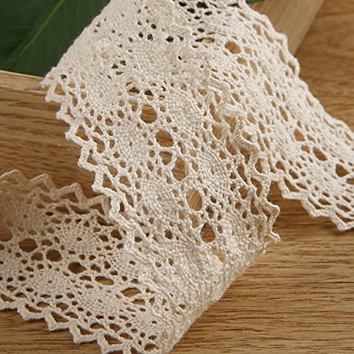 WUSHADEHANS Spitzenband, Spitzenbesatz, Spitzenband, ausgehöhltes Spitzenband, 3,8 cm, 9,1 m, Zubehör zur Schleifenherstellung, Vintage-Spitzenbesatz for Blumenstrauß-Arrangements(White) von WUSHADEHANS