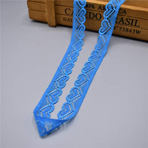 WUSHADEHANS Spitzenband, Spitzenbesatz, Spitzenband, elastisches Spitzenband, 18 mm breit, herzförmige Stretch-Spitzen for Nähen, Verzieren und Verpacken(Lake Blue,5 Yards) von WUSHADEHANS