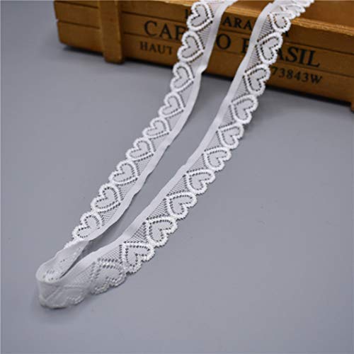 WUSHADEHANS Spitzenband, Spitzenbesatz, Spitzenband, elastisches Spitzenband, 18 mm breit, herzförmige Stretch-Spitzen for Nähen, Verzieren und Verpacken(White,5 Yards) von WUSHADEHANS