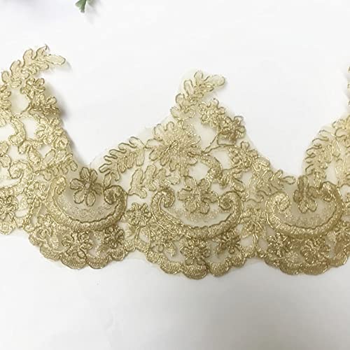 WUSHADEHANS Spitzenband, Spitzenbesatz, Spitzenband, goldene Spitzenbesätze, Stickerei-Bastelbänder, 3 Yards/5 Yards, Vintage-Spitzenbesatz for Kleider-Kleidungsdekoration(5 Yards) von WUSHADEHANS