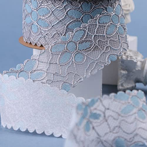 WUSHADEHANS Spitzenband, Spitzenbesatz, Spitzenband-Stickerei, Spitzenbesatz, 3,8 cm, 9,1 m, einseitige Spitzenbänder, Schleifenherstellungszubehör for selbstgemachte Stirnbänder, Nähen(Gray) von WUSHADEHANS