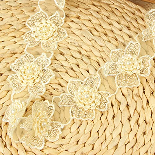 WUSHADEHANS Spitzenband, Spitzenbesatz, Spitzenband mit Blumen-Spitzenbesatz, 50 mm, 1 Yard, Perlenband, Stickerei-Spitzenband for Heimwerkerarbeiten, Nähzubehör for Kleidungsstücke(3) von WUSHADEHANS