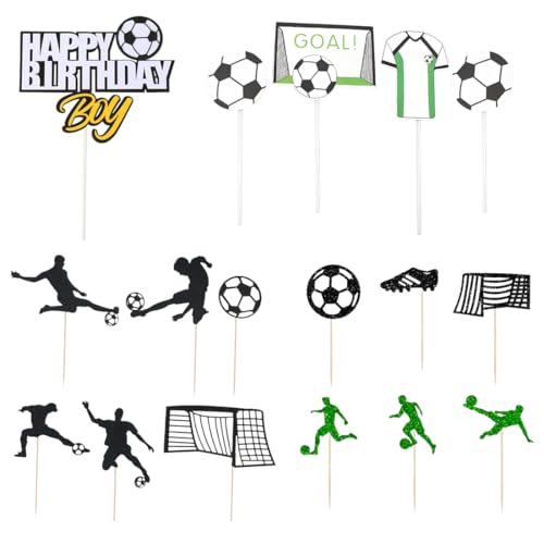 WUSJCOF 16 Stück Tortendeko Fussball Geburtstag Junge Cake Topper Tortenaufsätze Geschenke Tortenaufleger von WUSJCOF