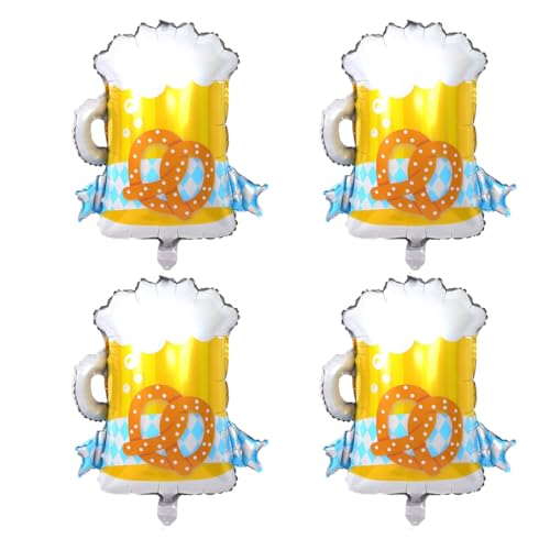 WUSJCOF 4 Giant Beer Balloons, Beer Foil Balloon, Beer Glass Aluminum Foil Balloon for Birthday, Wedding, Beer-Themed Party, Festival Decoration von WUSJCOF