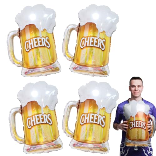 WUSJCOF 4 Stück Bier Luftballons, Giant Aluminium Folie Ballons, Bierglas Heliumballon, Riesenballon Bierkglas Folienballon für Kinder Geburtstag, Urlaub, Hochzeit, Bierthema Party, Festival WUSJCOF 4 Stück Bier Luftballons, Giant Aluminium Folie Ballons, Bierglas Heliumballon, Riesenballon Bierkglas Folienballon für Kinder Geburtstag, Urlaub, Hochzeit, Bierthema Party, Festival von WUSJCOF