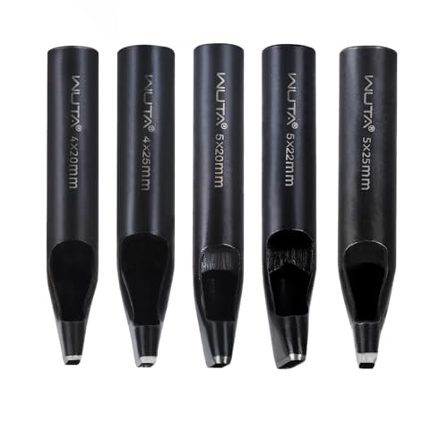 WUTA 5 Stück Oval Locheisen Set, Schwarz Hohlstanz-Schneidewerkzeug, Locheisensatz für Leder, Uhrenarmband, Dichtungsgürtel von WUTA
