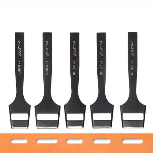 WUTA 5-teiliger Ovale Lochstanzer Hochwertiges Martensitic Stainless Steel Locheisen Set für Leder、Gürtel & Armbanduhren(4 * 20+4 * 25+5 * 20+5 * 22+5 * 25mm) von WUTA
